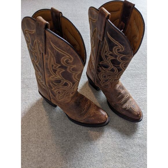 Laredo Maddie Cowboy Boots Womens Size 7M Tan Distressed Round Toe 51112 - Picture 2 of 7